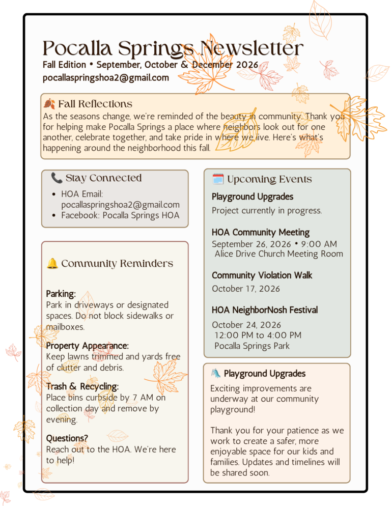 Fall 2026 newsletter